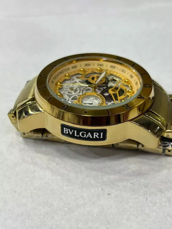 Relógio Masculino Bvlgari Skeleton 100% funcional A Prova D'água - Dourado - Imagem 5