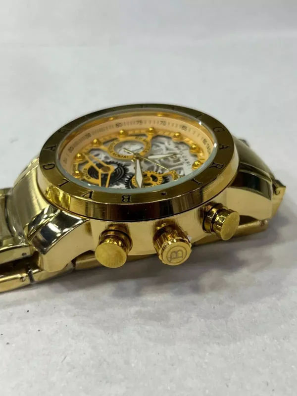 Relógio Masculino Bvlgari Skeleton 100% funcional A Prova D'água - Dourado - Imagem 2