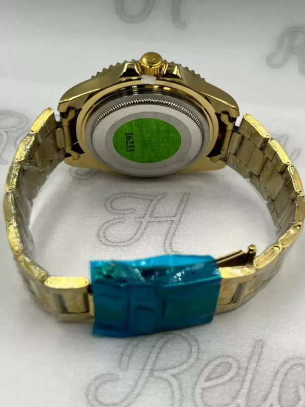Relógio Masculino Rolex Submariner Linha Gold 100% Funcional A Prova D'água - Dourado com Azul - Imagem 2