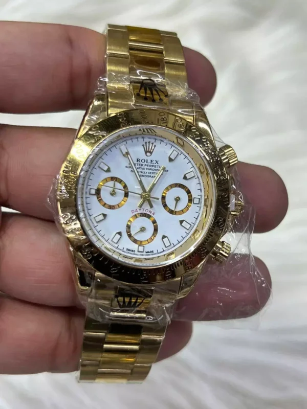 Relógio Unissex Rolex Daytona Linha Gold 100% Funcional A Prova D'água - Dourado com Verde - Imagem 3