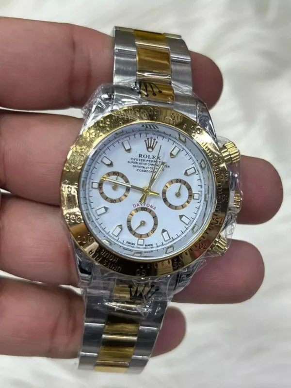 Relógio Unissex Rolex Daytona Linha Gold 100% Funcional A Prova D'água - Dourado com Verde - Imagem 6