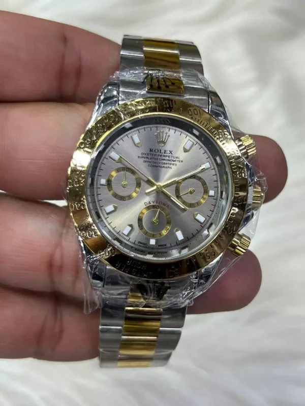 Relógio Unissex Rolex Daytona Linha Gold 100% Funcional A Prova D'água - Dourado com Verde - Imagem 8